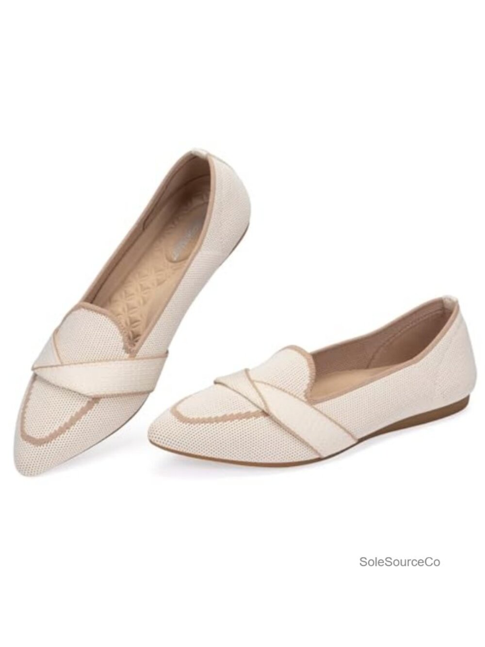 Womens Pointed Toe Knit Ballet Flats Breathable Slip On Loafer Shoes